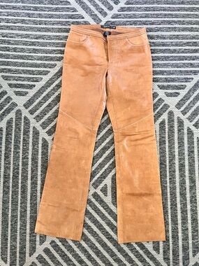 90s Y2K Vintage GAP Tan Leather Mid Rise Boot Cut Pants Excellent Condition